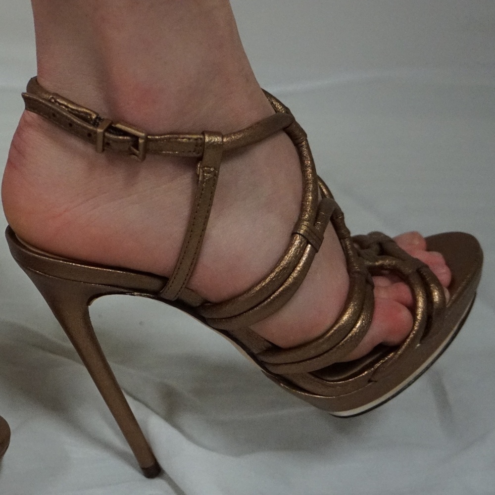 BCBG Max Azria Metallic Bronze Stilettos